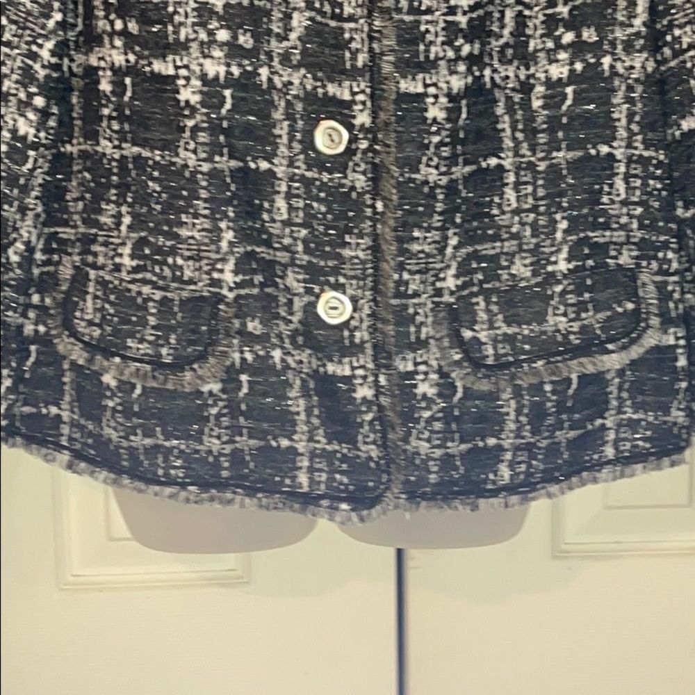 Chico's Gray Metallic Fringe Boucle Jacket 3/L - Picture 7 of 16